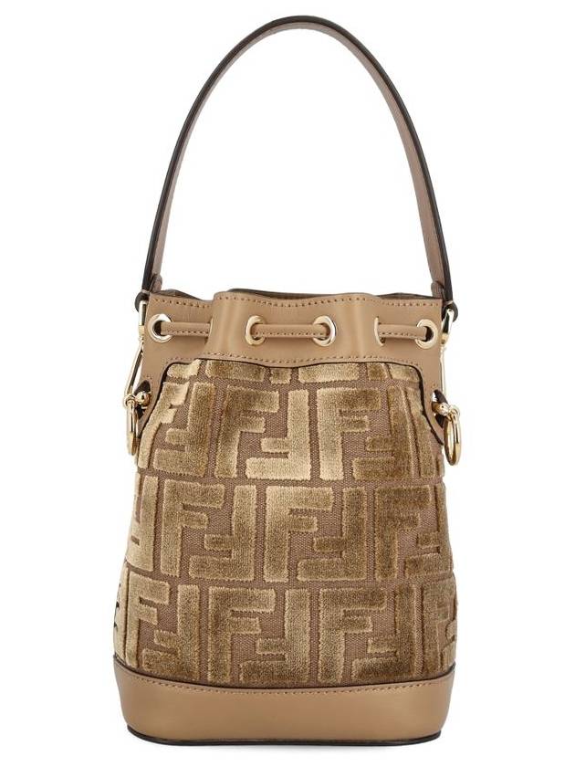 Mon Tresor FF Jacquard Velvet Mini Bucket Bag Brown - FENDI - BALAAN 3