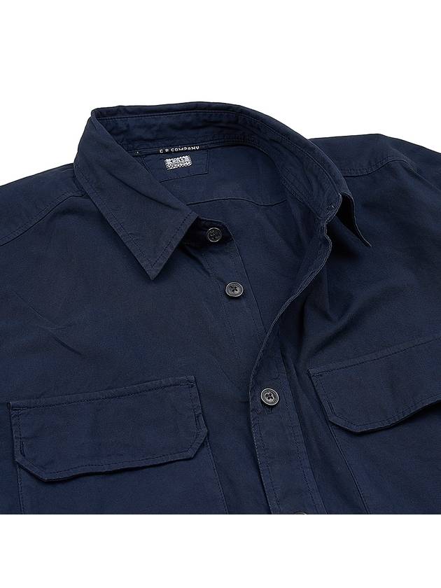 Men's Gabardine Lens Wappen Long Sleeve Shirt Navy - CP COMPANY - BALAAN 11