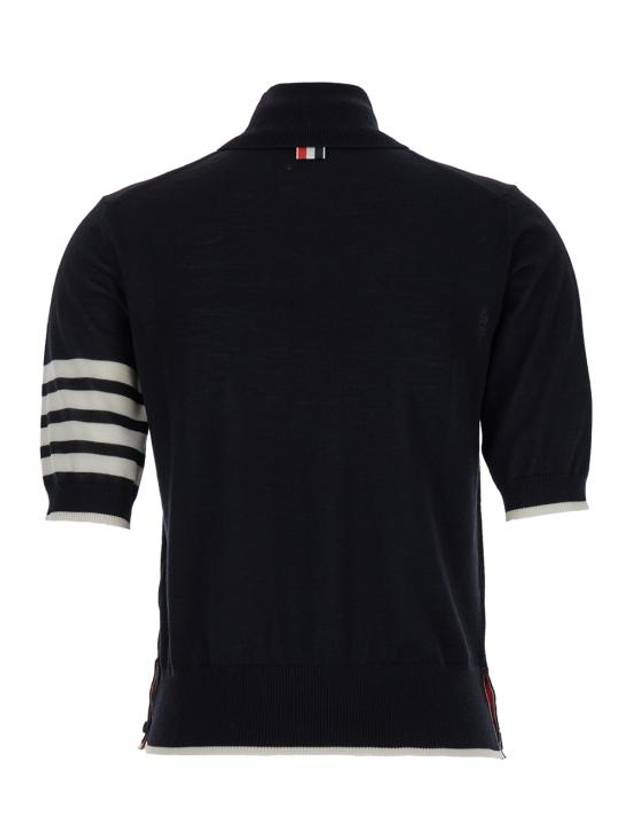 4 Bar Relaxed Fit Fine Merino Wool Turtleneck Black - THOM BROWNE - BALAAN 3