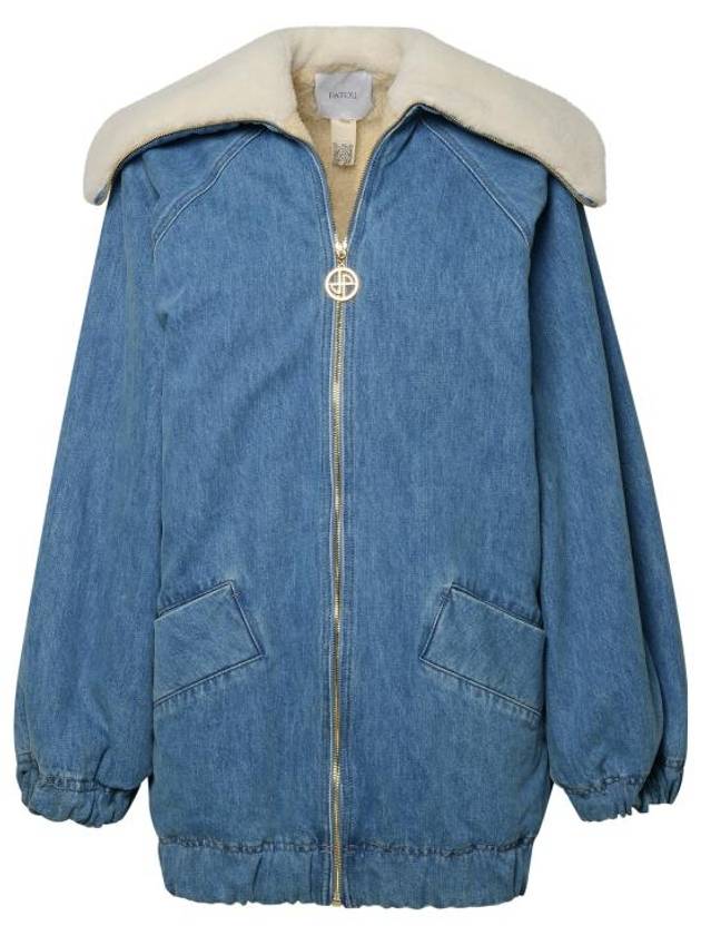 Big Neck Shearling Denim Jacket Light Blue - PATOU - BALAAN 1