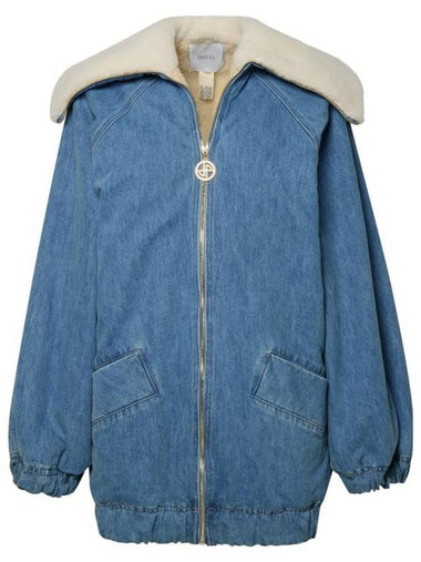 Big Neck Shearling Denim Jacket Light Blue - PATOU - BALAAN 1