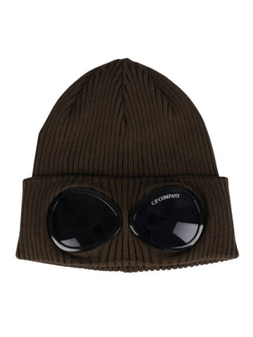 Goggle Detail Ribbed Beanie Green - CP COMPANY - BALAAN 1