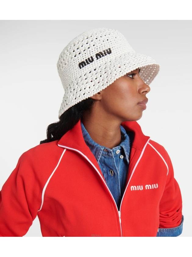 Woven Fabric Bucket Hat White - MIU MIU - BALAAN 5