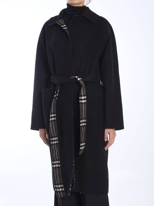 Check Reversible Tunbridge Wrap Wool Single Coat Black - BURBERRY - BALAAN 3