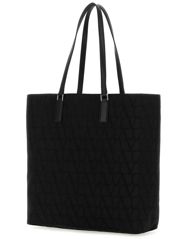 Toile Iconographe Shopping Tote Bag Black - VALENTINO - BALAAN 3