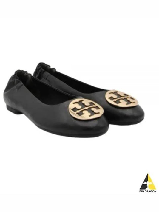 Logo Leather Ballerina Flat Black - TORY BURCH - BALAAN 2