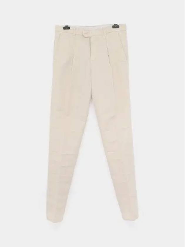 Pleated Detail Linen Straight Pants Beige - BRUNELLO CUCINELLI - BALAAN 2