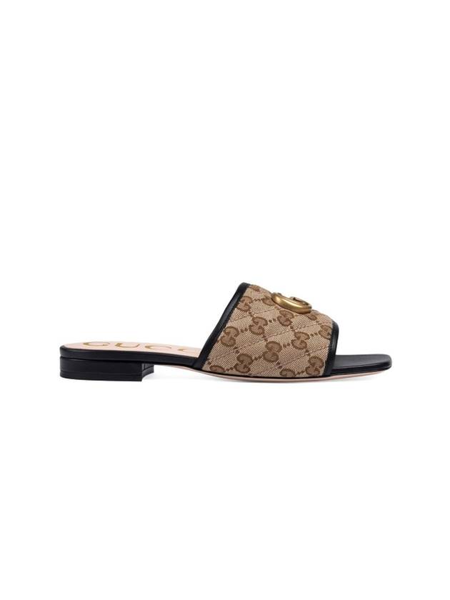 Women's GG Matelasse Canvas Slide Sandals Mule Black - GUCCI - BALAAN 1