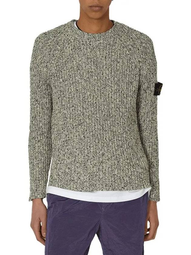 Compass Badge Cotton Knit Top Melange White - STONE ISLAND - BALAAN 2