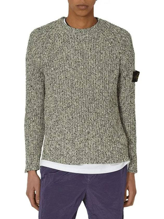 Compass Badge Cotton Knit Top Melange White - STONE ISLAND - BALAAN 2