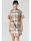 Cotton Check Twill Waist Midi Dress - BURBERRY - BALAAN 2