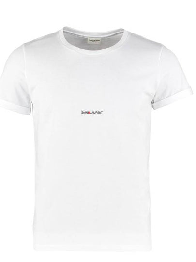 Men's Small Logo Short Sleeve T-Shirt White - SAINT LAURENT - BALAAN 2