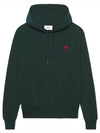 Mini Heart Logo Patch Embroidered Hoodie Green - AMI - BALAAN 2