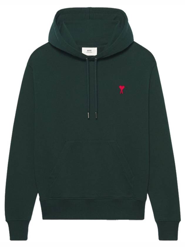 Mini Heart Logo Patch Embroidered Hoodie Green - AMI - BALAAN 2