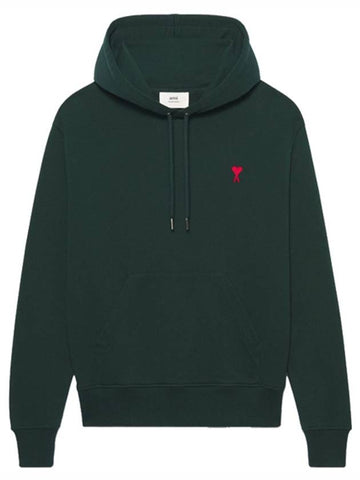 Mini Heart Logo Patch Embroidered Hoodie Green - AMI - BALAAN 1