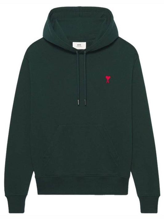 Mini Heart Logo Patch Embroidered Hoodie Green - AMI - BALAAN 1