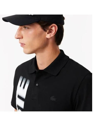 Men s Vertical Lettering Polo Black - LACOSTE - BALAAN 1