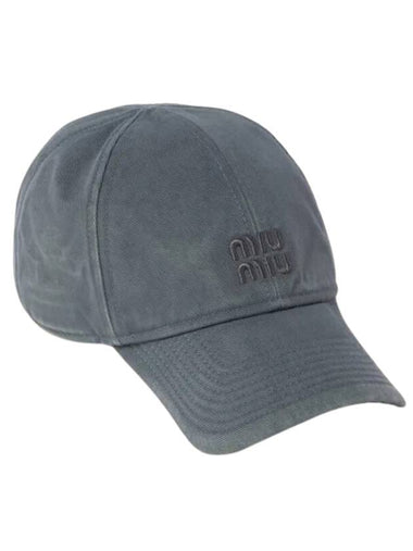 Embroidered Logo Base Fabric Ball Cap Grey - MIU MIU - BALAAN 1