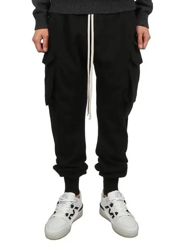 Mastodon Cut Cargo Pocket Cotton Track Pants Black - RICK OWENS - BALAAN 2