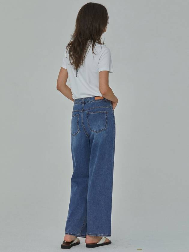 RYUL+WAI: Soft Denim Straight Wide Pants Blue - RYUL+WAI: - BALAAN 4