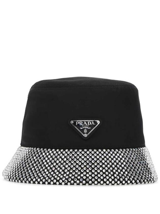 triangle logo re-nylon crystal bucket hat black - PRADA - BALAAN 3