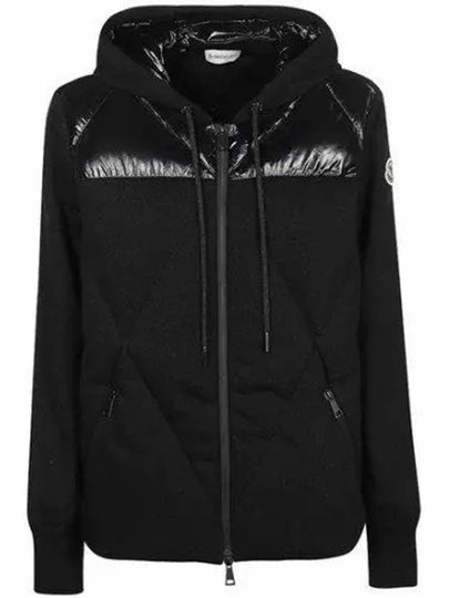 Logo Patch Velcro Zip Up Hoodie Black - MONCLER - BALAAN 2