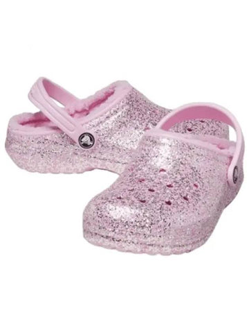 Classic Lined Glitter Clog Toddler Flamingo 207463 6S0 Fur Slippers Winter Fur Indoor Shoes 480919 - CROCS - BALAAN 1