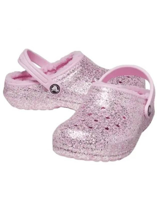 Classic Lined Glitter Clog Toddler Flamingo 207463 6S0 Fur Slippers Winter Fur Indoor Shoes 480919 - CROCS - BALAAN 1