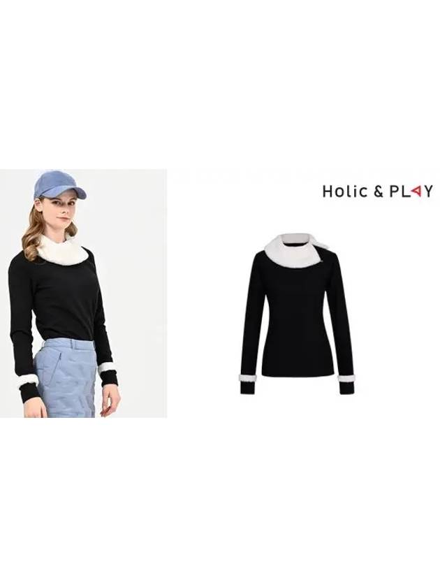 FUR Collar Long Sleeve T-Shirt-HB4WTS002BK - HOLIC&PLAY - BALAAN 6