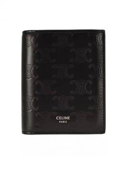 Triomphe Embossed Calfskin Compact Half Wallet Black - CELINE - BALAAN 2