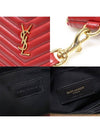 559193 Red Matelasse Quilted Calfskin Gold Monogram Tablet New Medium Pouch Clutch - SAINT LAURENT - BALAAN 7