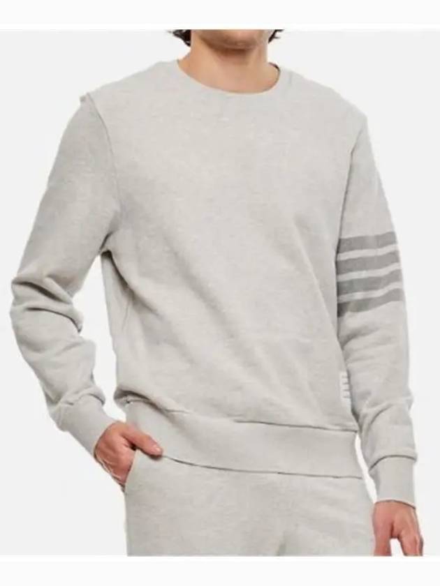 Classic Loopback Terry Tonal 4-Bar Relaxed Fit Crewneck Sweatshirt Pale Grey - THOM BROWNE - BALAAN 4