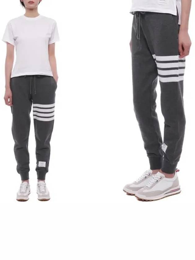 Women's Engineer 4 Bar Cotton Loopback Knit Track Pants Dark Grey - THOM BROWNE - BALAAN 2