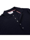 RWB Button Ribbed Polo Wool Knit Top Navy - THOM BROWNE - BALAAN 6