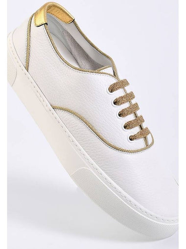 Venice Leather Low Top Sneakers White Gold - SAINT LAURENT - BALAAN 1