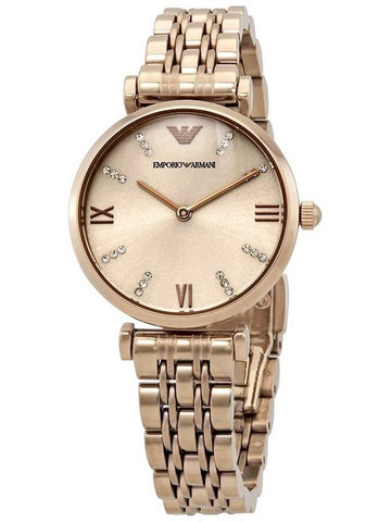 Emporio Armani Gianni T-Bar Crystal Rose Dial Ladies Watch AR11059 - EMPORIO ARMANI - BALAAN 1