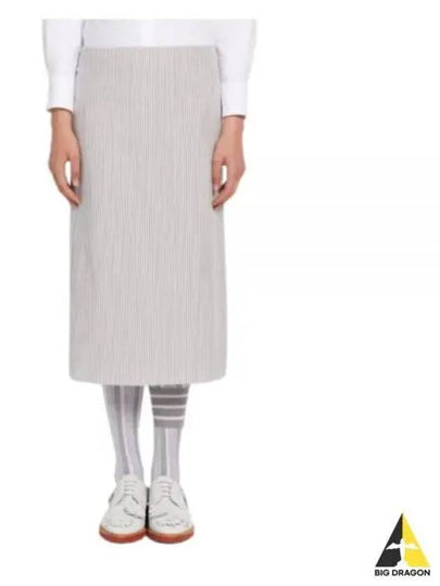 Women's Seersucker Lowride Mid Calf Pencil Skirt Medium Grey - THOM BROWNE - BALAAN 2