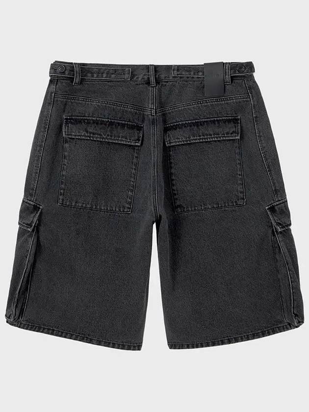 Utility Cargo Wide Denim Bermuda Shorts Grey - NOIRER - BALAAN 4