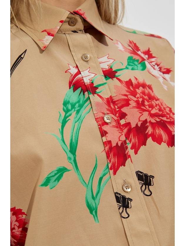 Moschino Shirt With Floral Motif, Women's, Beige - MOSCHINO - BALAAN 5