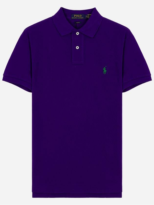 Men's Pony Slim Fit Short Sleeve Polo Shirt Purple - POLO RALPH LAUREN - BALAAN 2