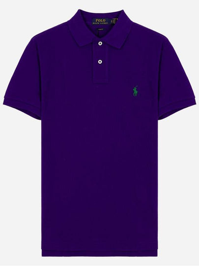 Men's Pony Slim Fit Short Sleeve Polo Shirt Purple - POLO RALPH LAUREN - BALAAN 2