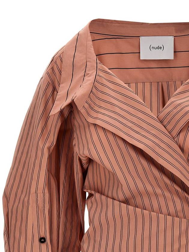 Nude Striped Shirt Dress - NUDE - BALAAN 3