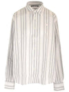 Micro Face Logo Patch Striped Long Sleeve Shirt Grey - ACNE STUDIOS - BALAAN 1