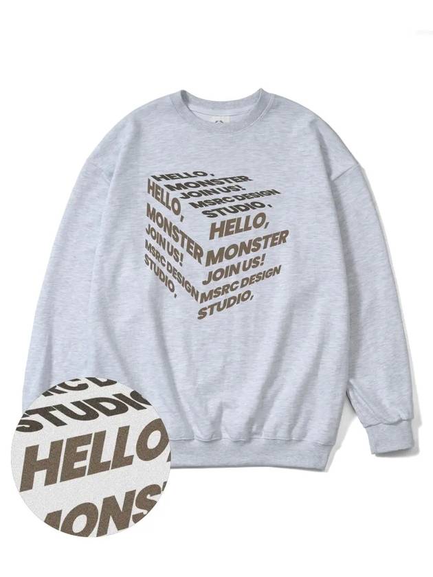 Cube Coffee Brown Overfit Sweatshirt Melange Gray - MONSTER REPUBLIC - BALAAN 4