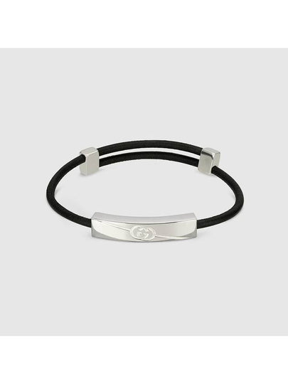 Diagonal Interlocking G Bracelet Silver Black - GUCCI - BALAAN 2