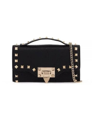 Rockstud Chain Strap Cross Bag Black - VALENTINO - BALAAN 1