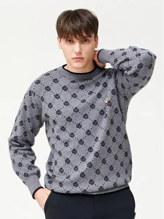 Golf Monogram Knit Sweater Gray - HENRY STUART - BALAAN 1