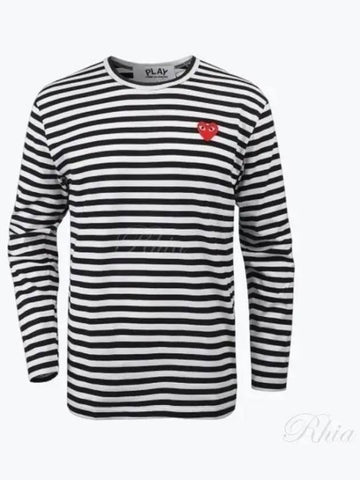 AZ T164 051 1 P1T164 AX Red Heart Waffen Stripe Long Sleeve T shirt - COMME DES GARCONS - BALAAN 1