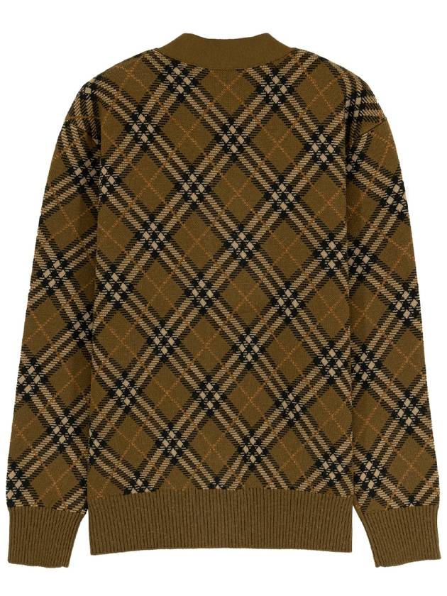 Check Wool Mohair Blend Cardigan Brown - BURBERRY - BALAAN 6