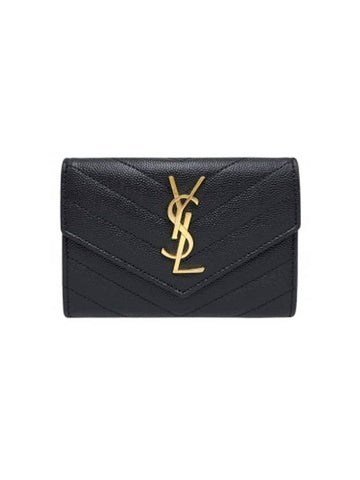 414404 Envelope gold monogram card and business holder - SAINT LAURENT - BALAAN 1